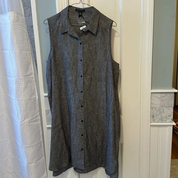 Saks Fifth Ave 100% Linen Summer Beach Dress, Size Large, New With Tags. - Picture 8 of 11